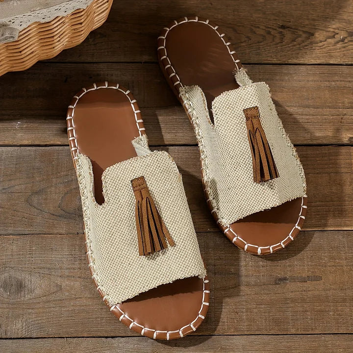 ESMERALDA | Bohemian Tassel Slide Summer Sandals