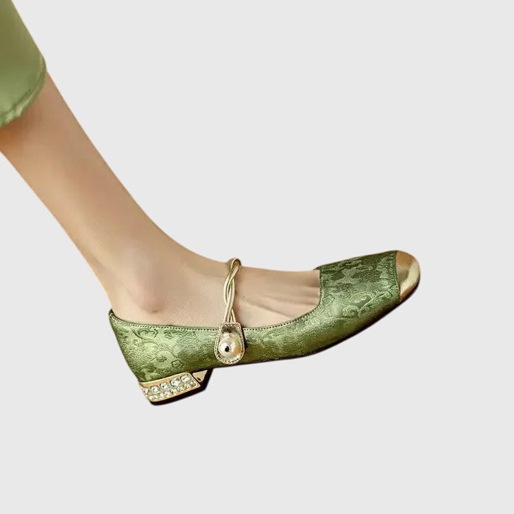 AMELIA | Textured Block Heel Ballet Shoes