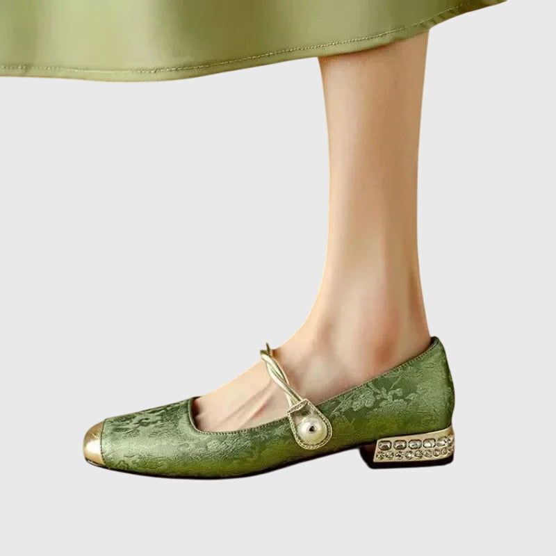 AMELIA | Textured Block Heel Ballet Shoes