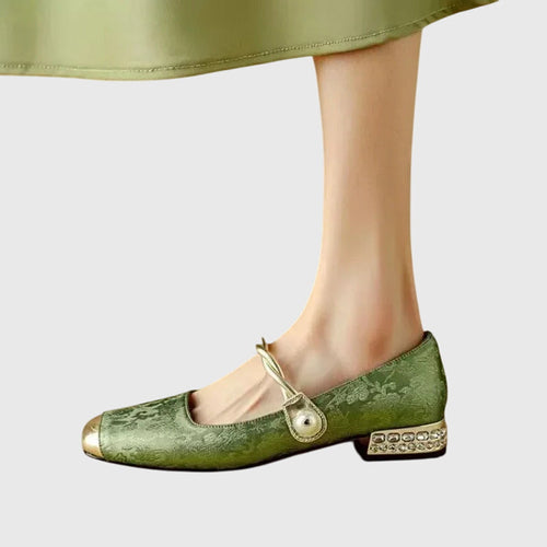 AMELIA | Textured Block Heel Ballet Shoes