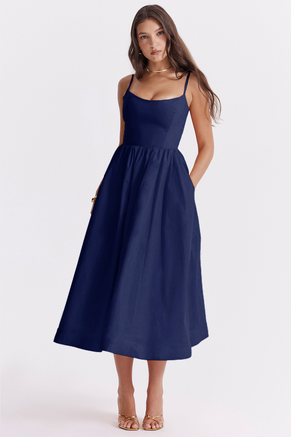 ESTELLE | Chic Summer Midi Dress with Elegant Corset Design
