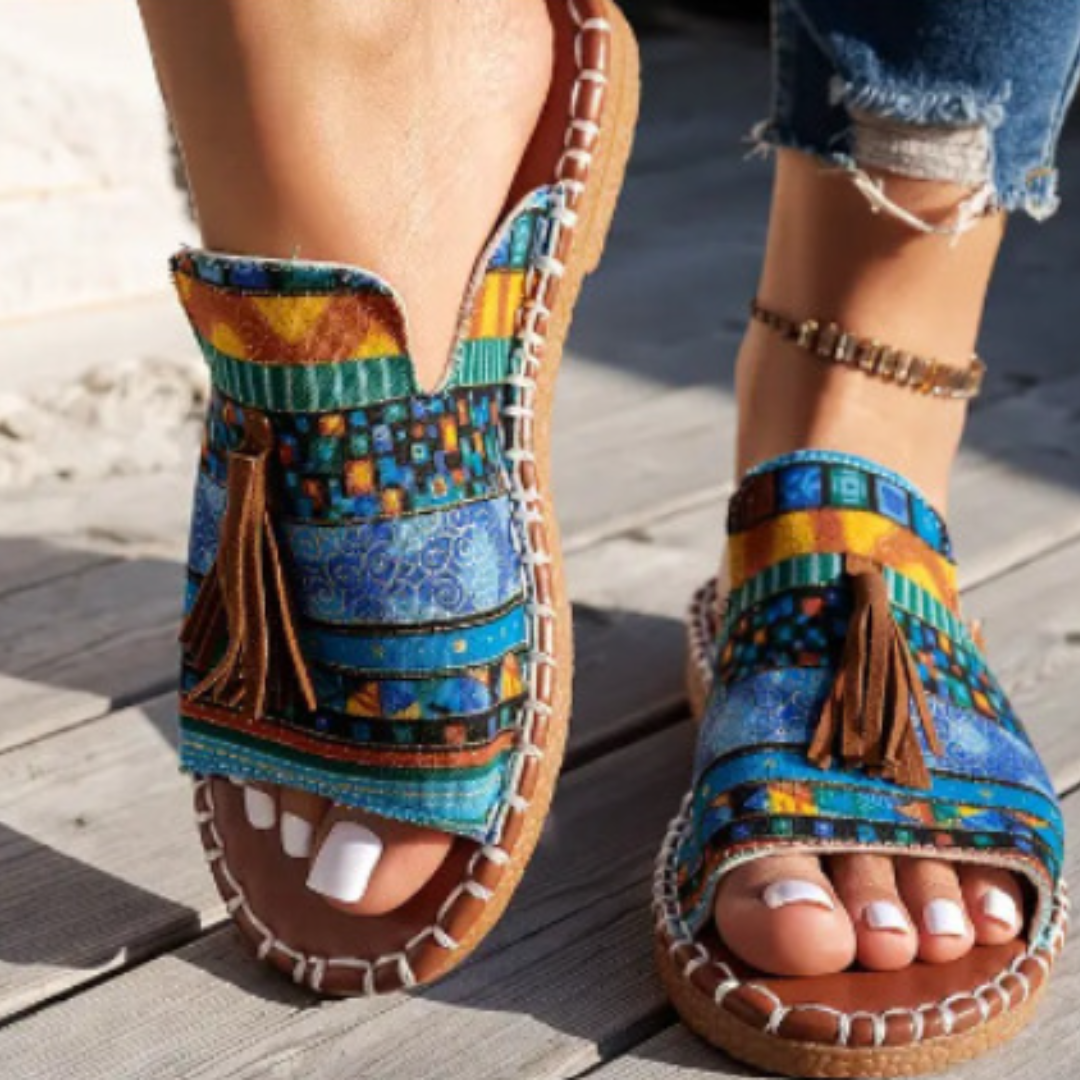 ESMERALDA | Bohemian Tassel Slide Summer Sandals