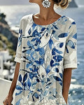 AZUREA | Women’s Blue Floral Holiday Dress