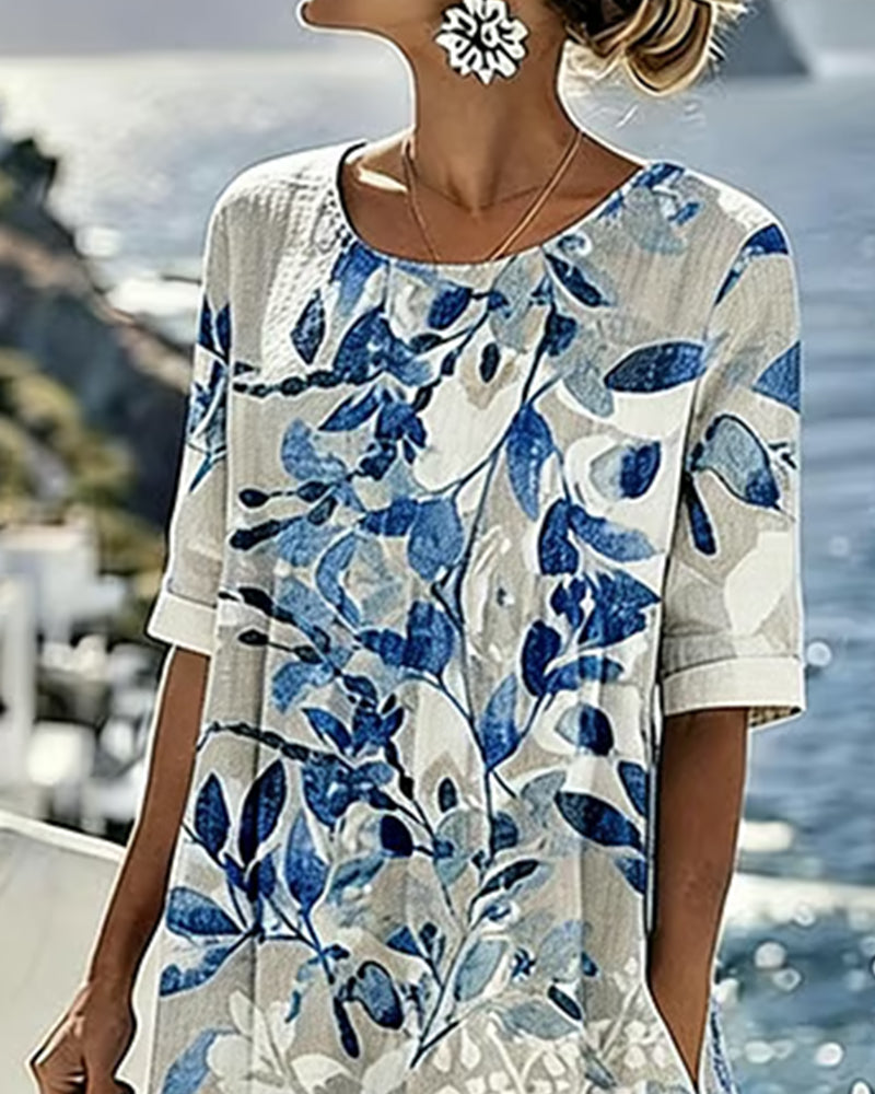 AZUREA | Women’s Blue Floral Holiday Dress