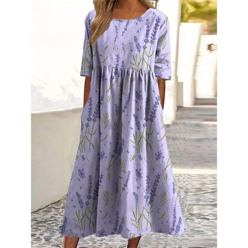 LAVINIA | Women’s Lavender Print Midi Dress