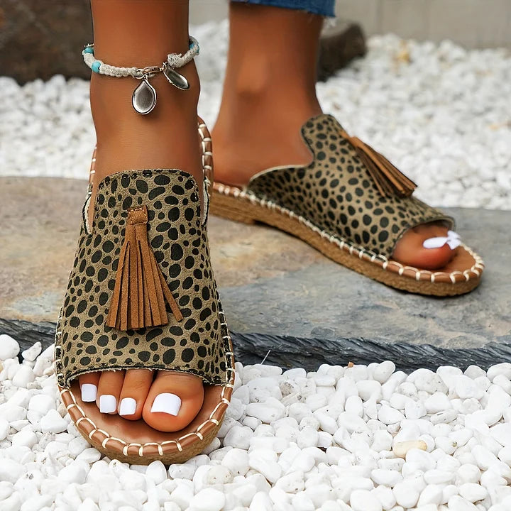 ESMERALDA | Bohemian Tassel Slide Summer Sandals