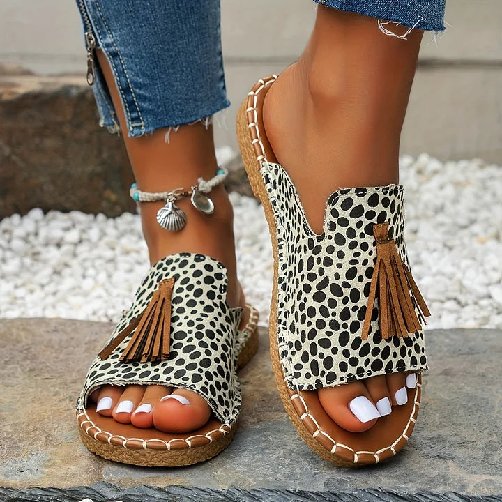 ESMERALDA | Bohemian Tassel Slide Summer Sandals