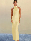ZEYNEP | Chic Satin Halter Maxi Dress