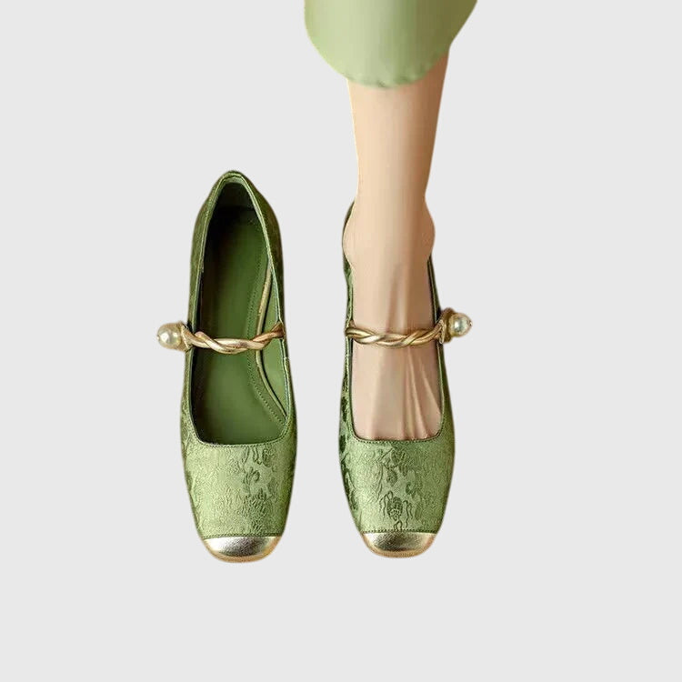 AMELIA | Textured Block Heel Ballet Shoes