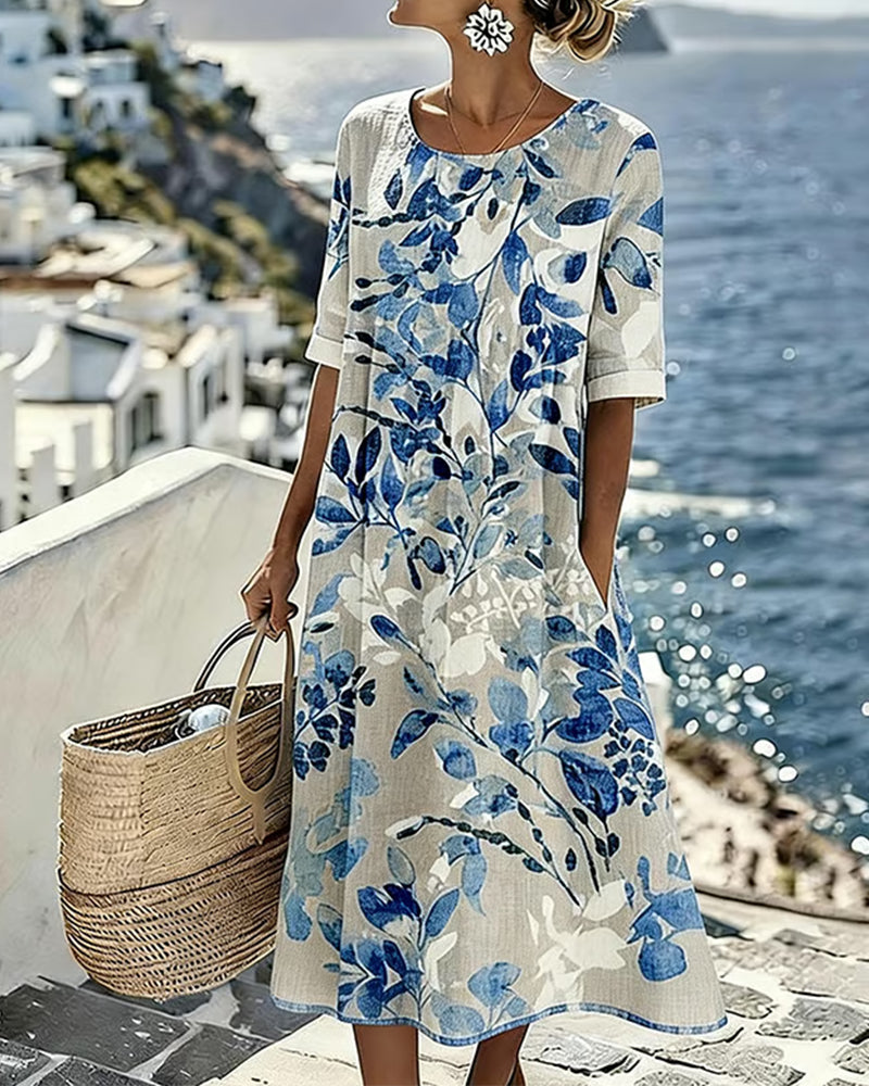 AZUREA | Women’s Blue Floral Holiday Dress