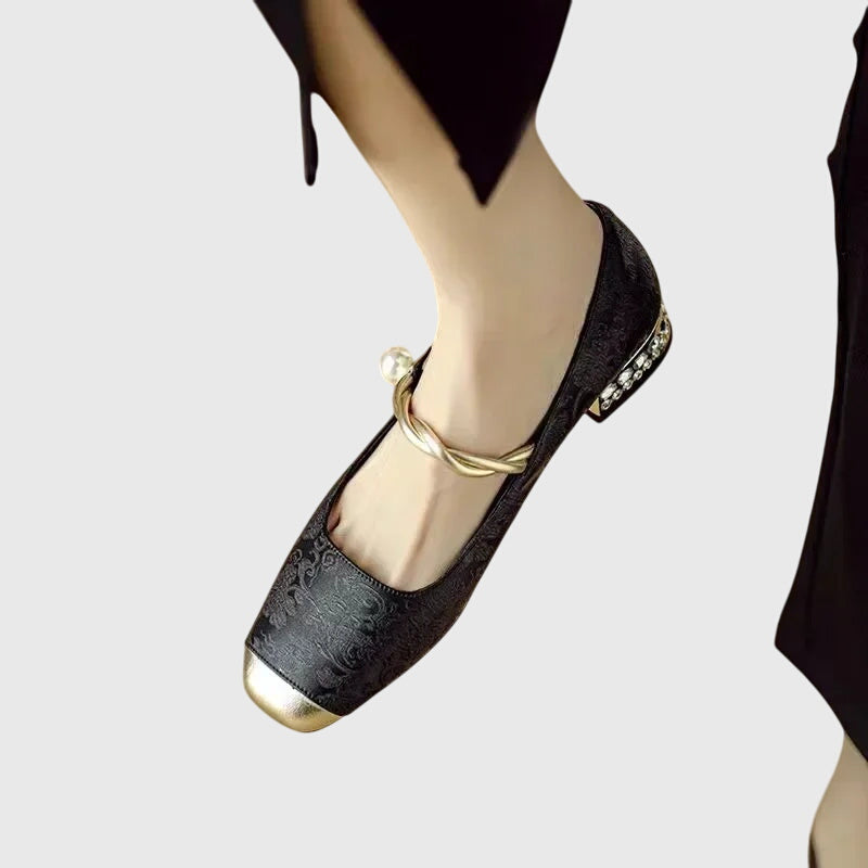 AMELIA | Textured Block Heel Ballet Shoes