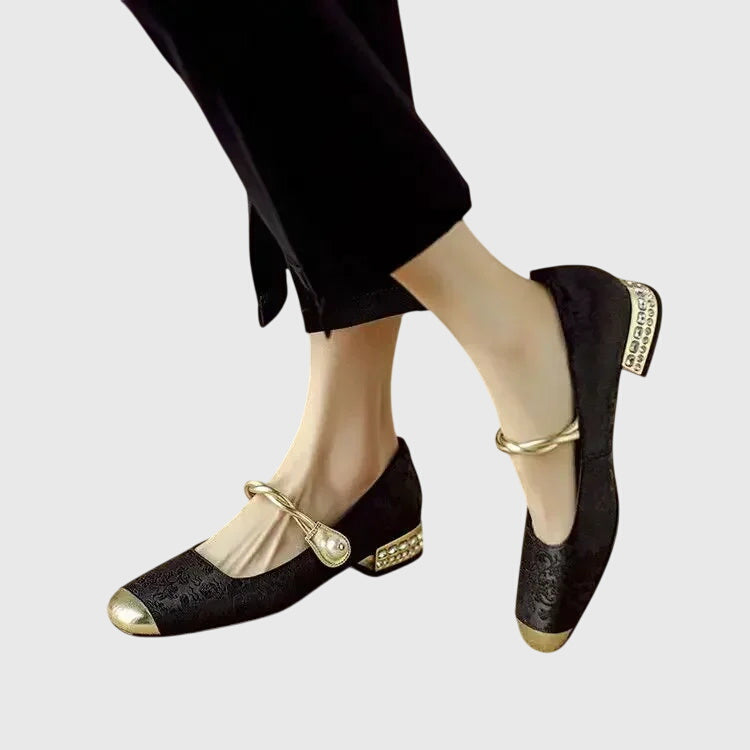 AMELIA | Textured Block Heel Ballet Shoes