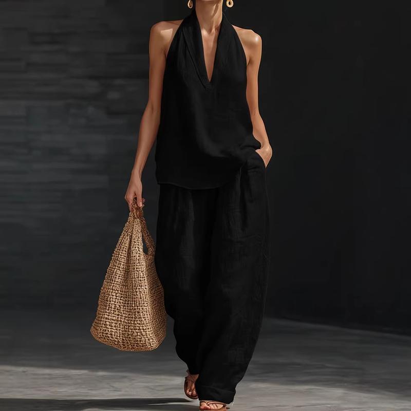 SERENELLE | Relaxed Halterneck Co-Ord Trouser Set