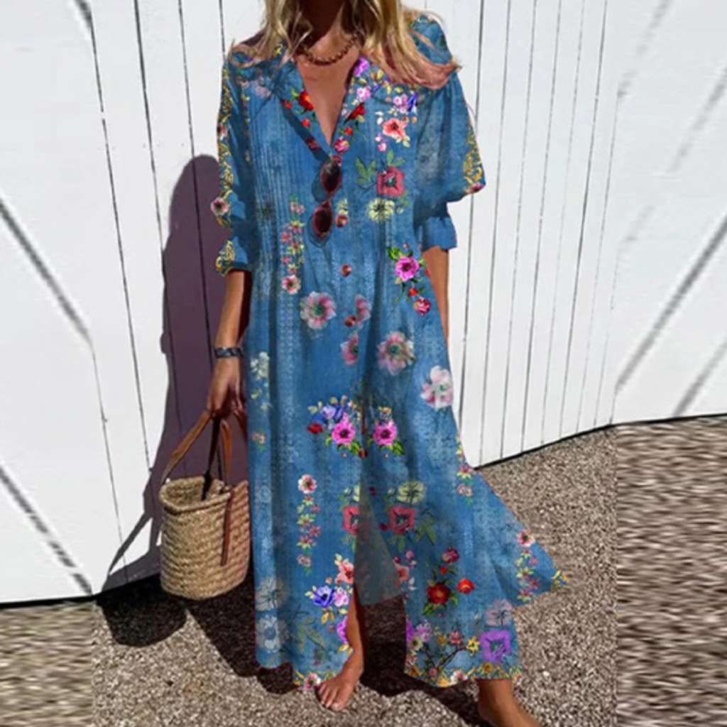 VALENTINA | Colourful Button Front Maxi Dress