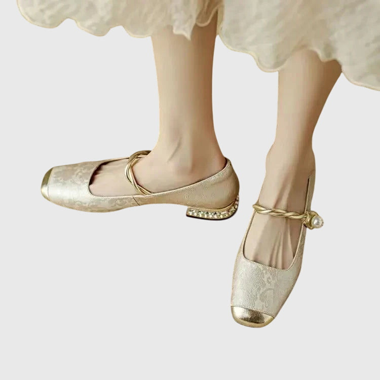 AMELIA | Textured Block Heel Ballet Shoes