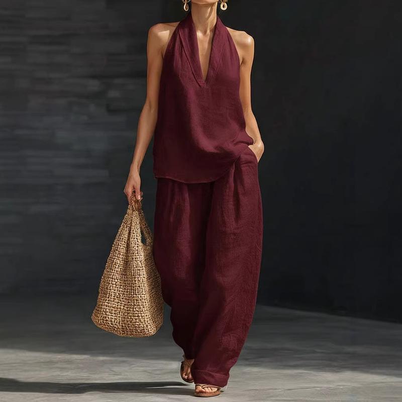 SERENELLE | Relaxed Halterneck Co-Ord Trouser Set
