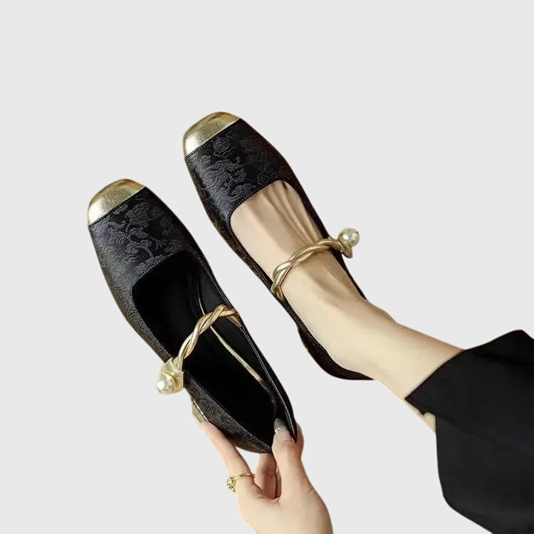 AMELIA | Textured Block Heel Ballet Shoes