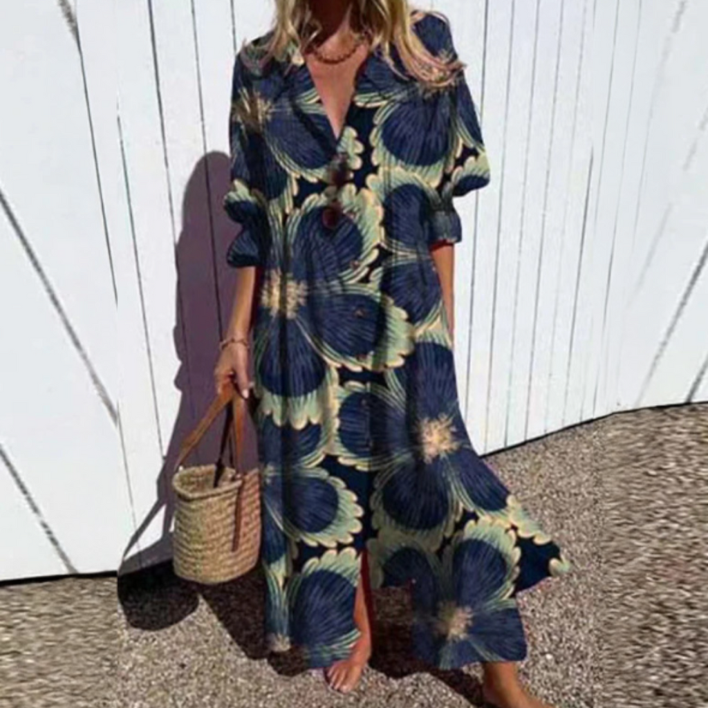 VALENTINA | Colourful Button Front Maxi Dress