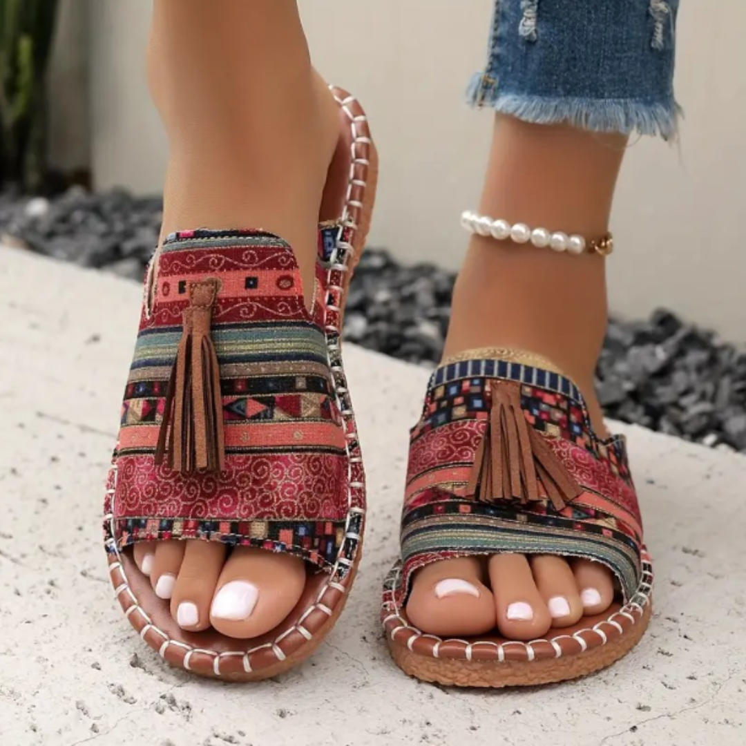 ESMERALDA | Bohemian Tassel Slide Summer Sandals