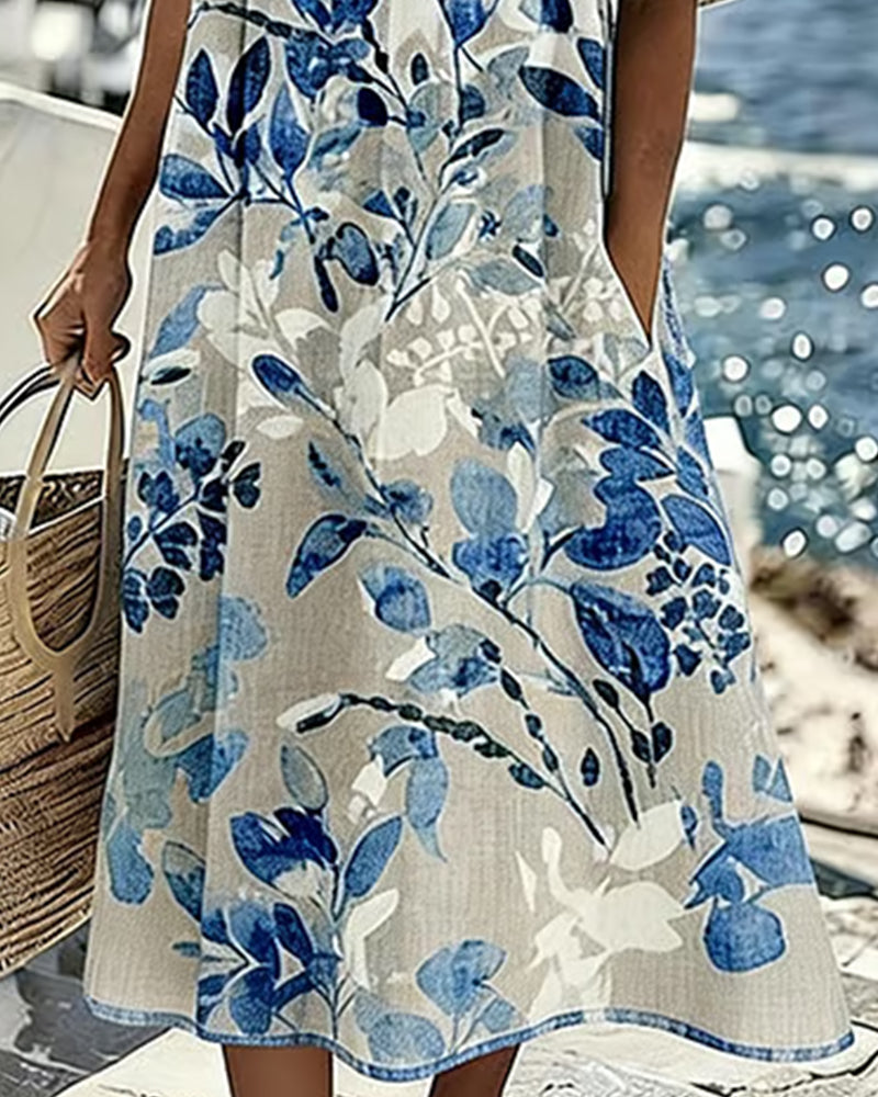AZUREA | Women’s Blue Floral Holiday Dress