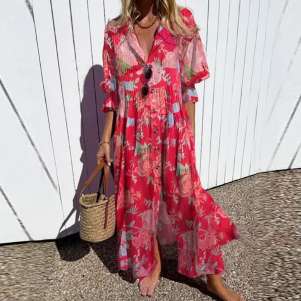 VALENTINA | Colourful Button Front Maxi Dress