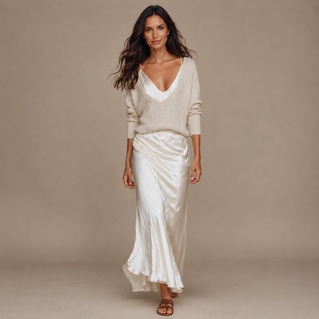 SOPHIA | Satin Slip Dress & Knit Set