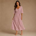 ELARA | Polka Print Midi Tea Dress