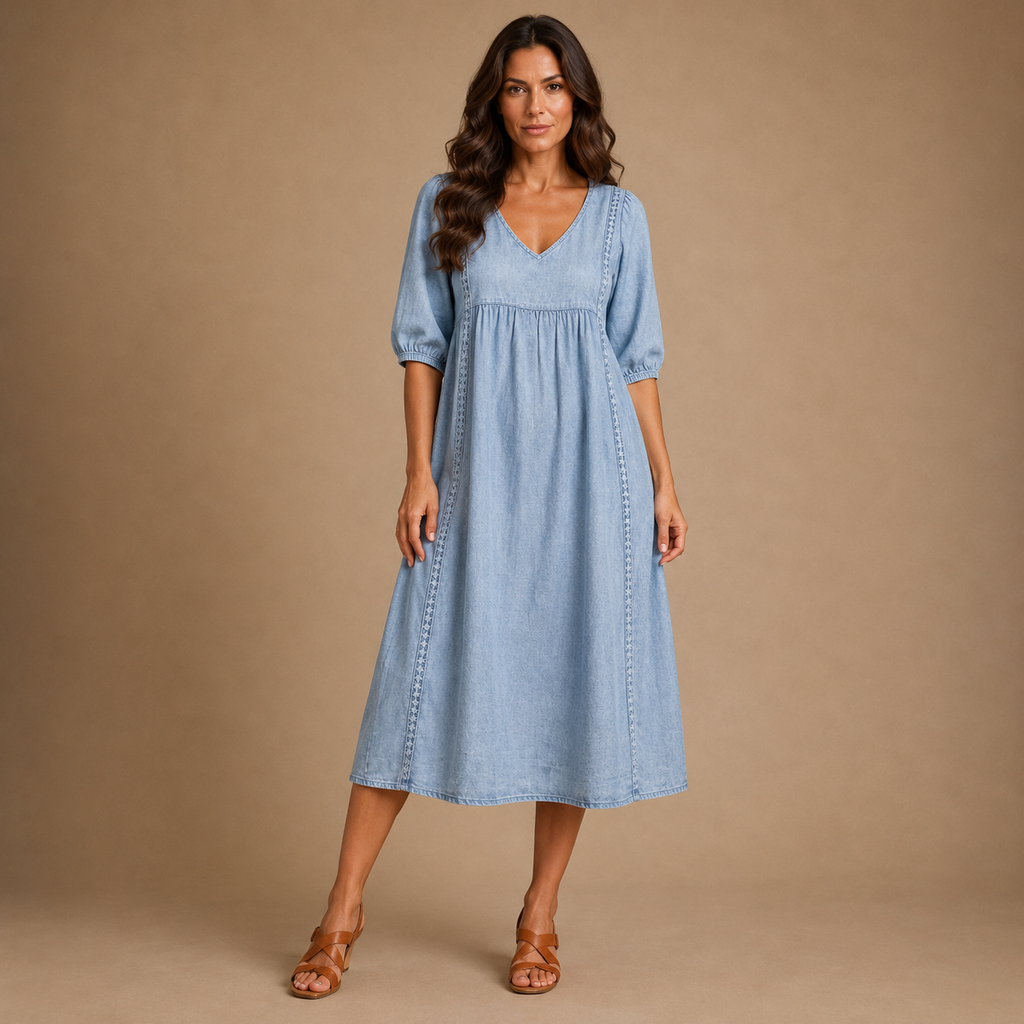 MADISON | 3/4 Sleeve A-Line Maxi Dress