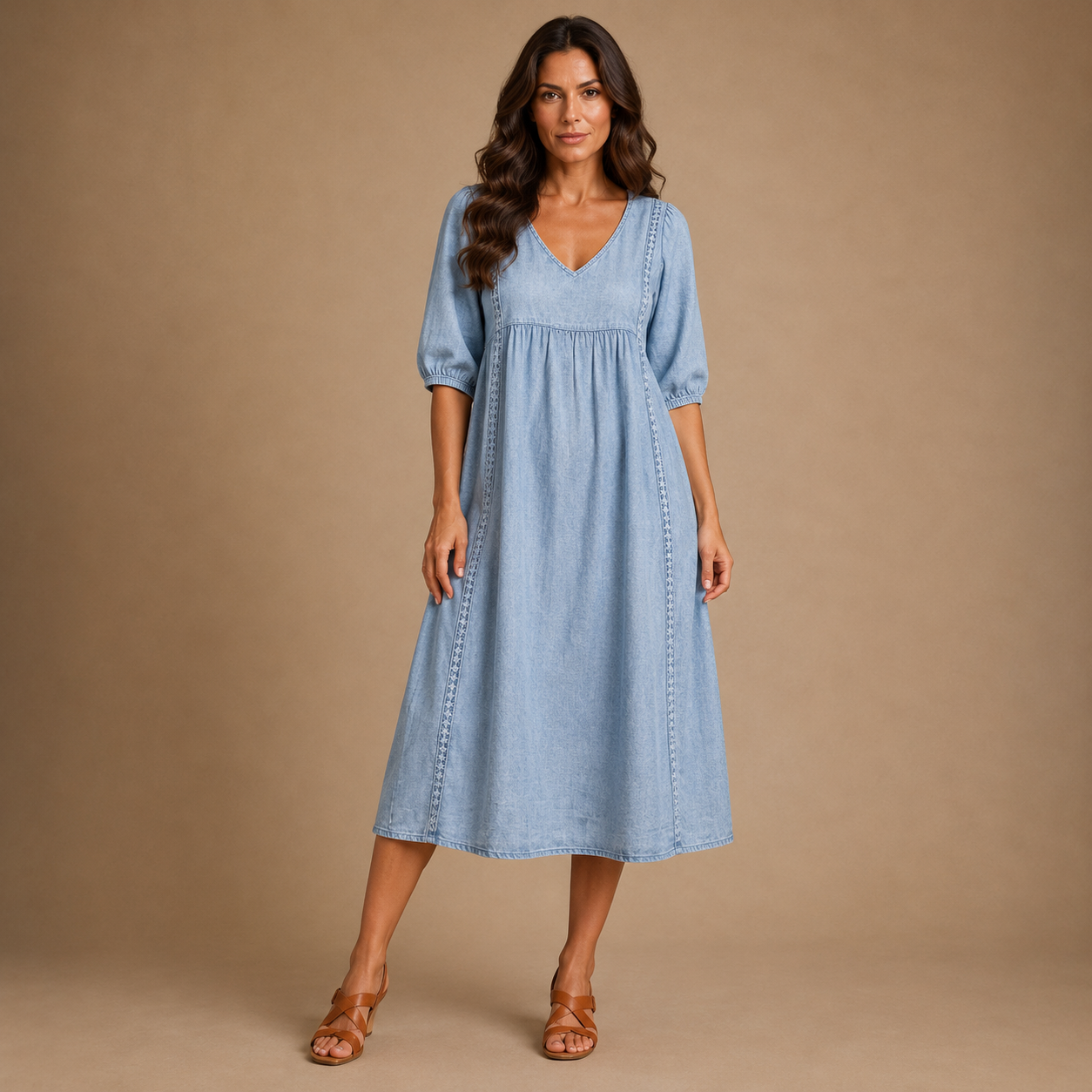 MADISON | 3/4 Sleeve A-Line Maxi Dress