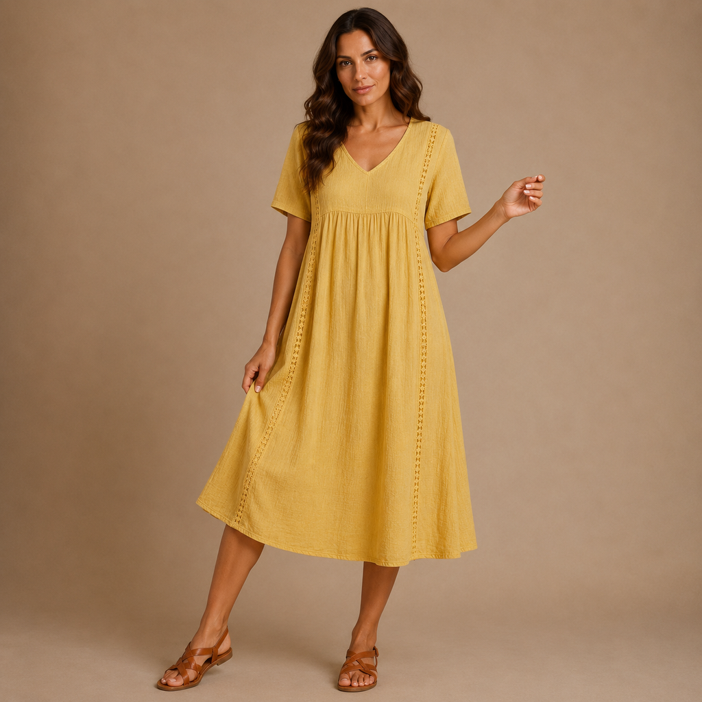 MADISON | 3/4 Sleeve A-Line Maxi Dress