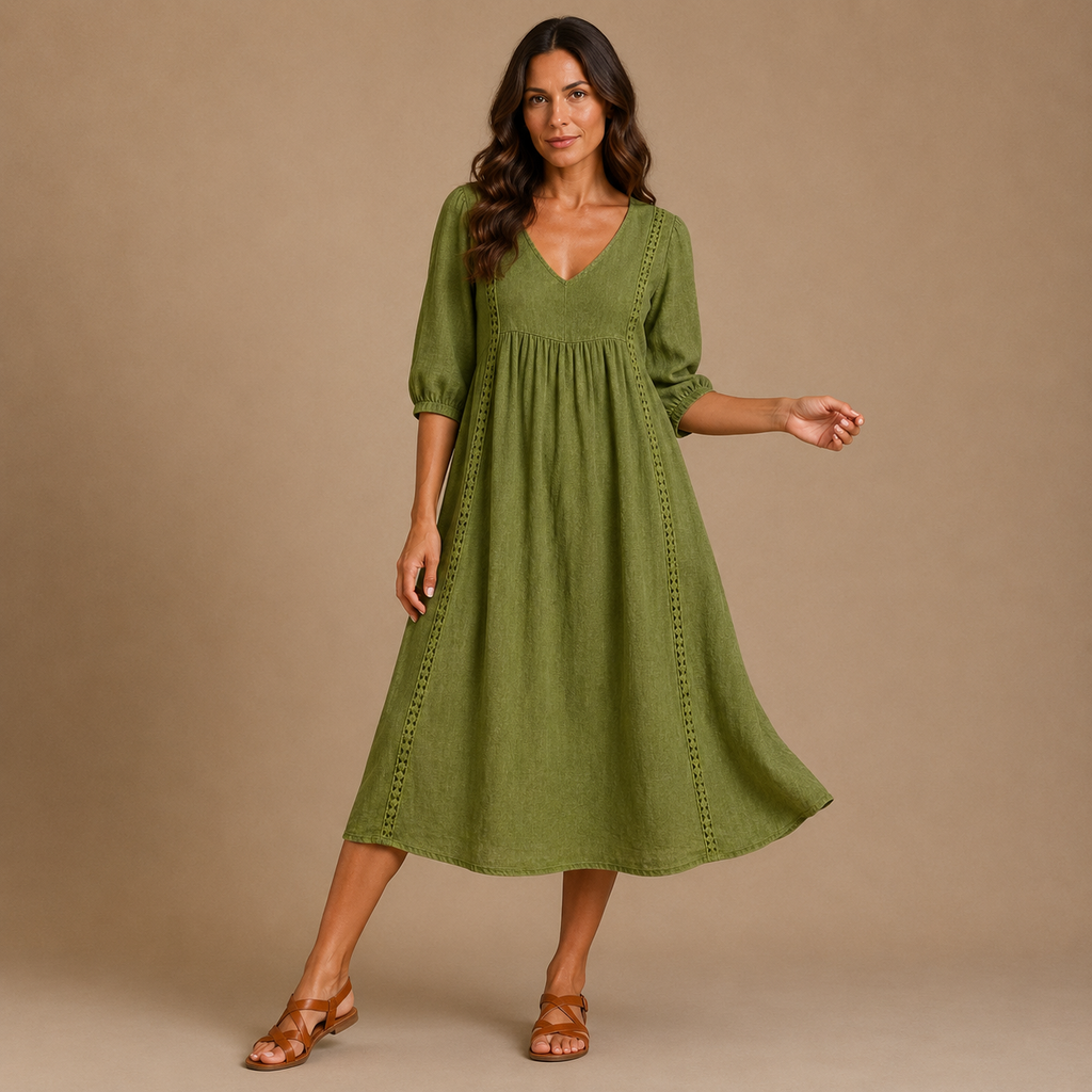 MADISON | 3/4 Sleeve A-Line Maxi Dress