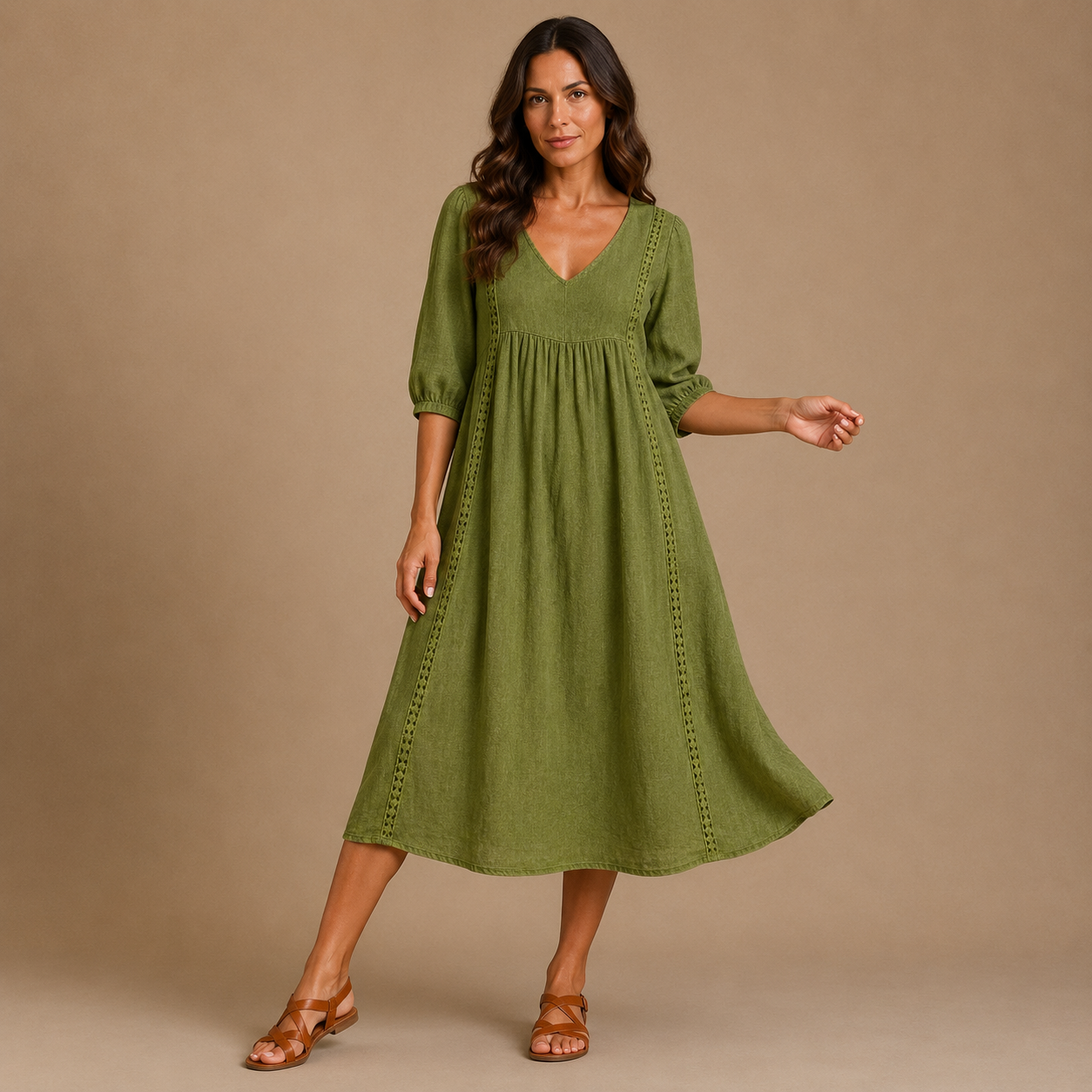 MADISON | 3/4 Sleeve A-Line Maxi Dress