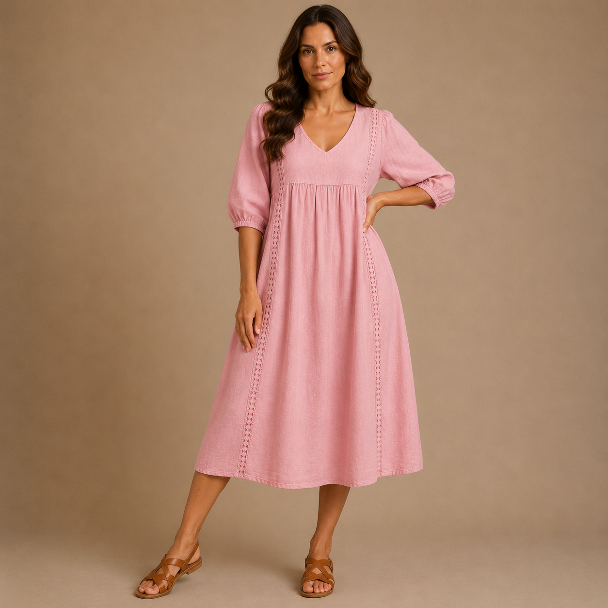 MADISON | 3/4 Sleeve A-Line Maxi Dress