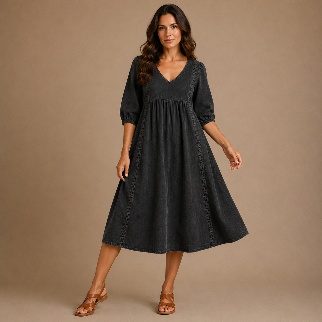 MADISON | 3/4 Sleeve A-Line Maxi Dress