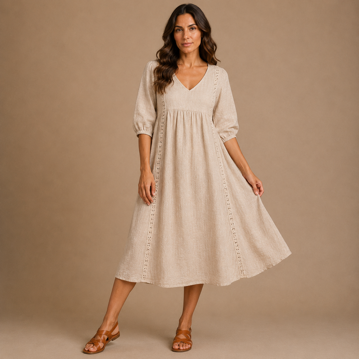 MADISON | 3/4 Sleeve A-Line Maxi Dress