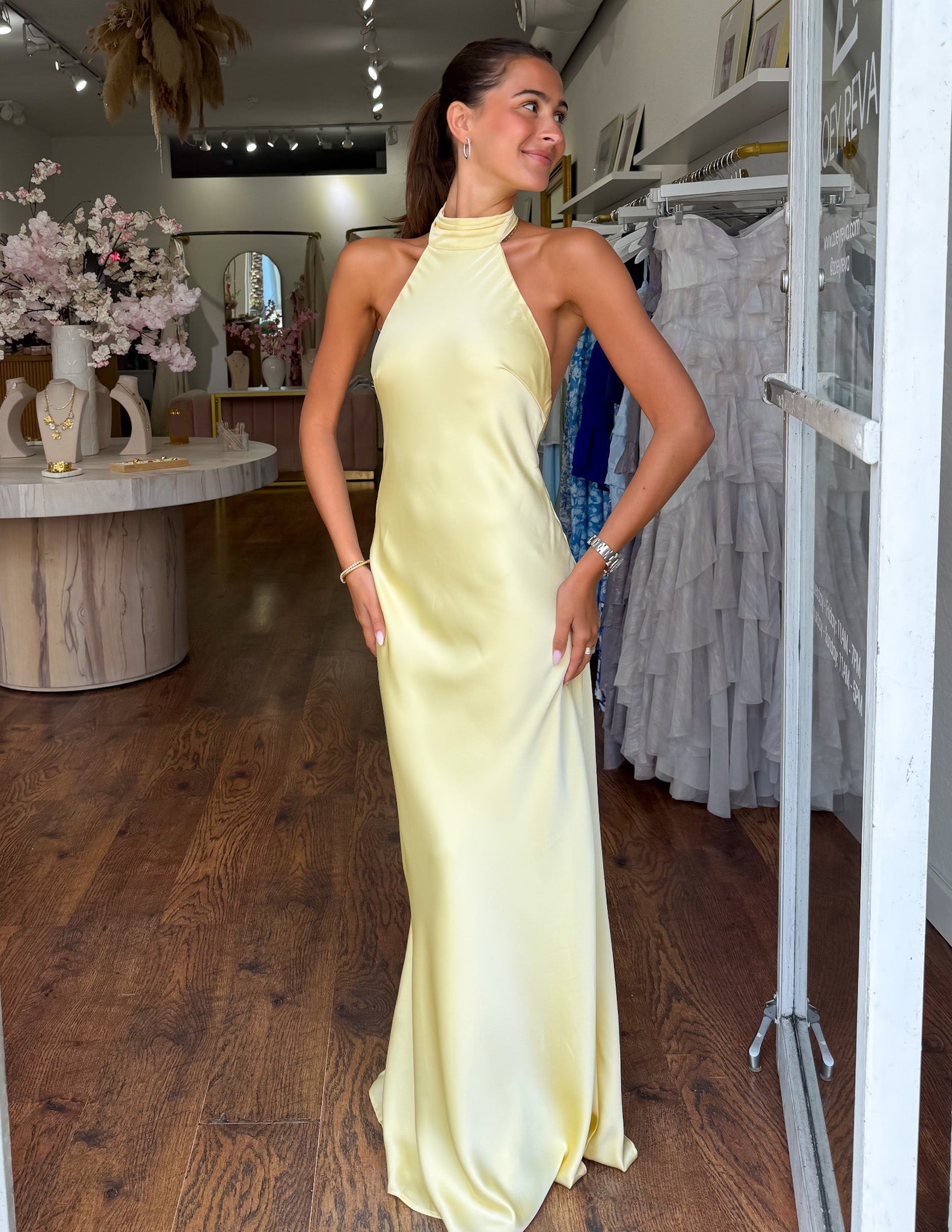 ZEYNEP | Chic Satin Halter Maxi Dress