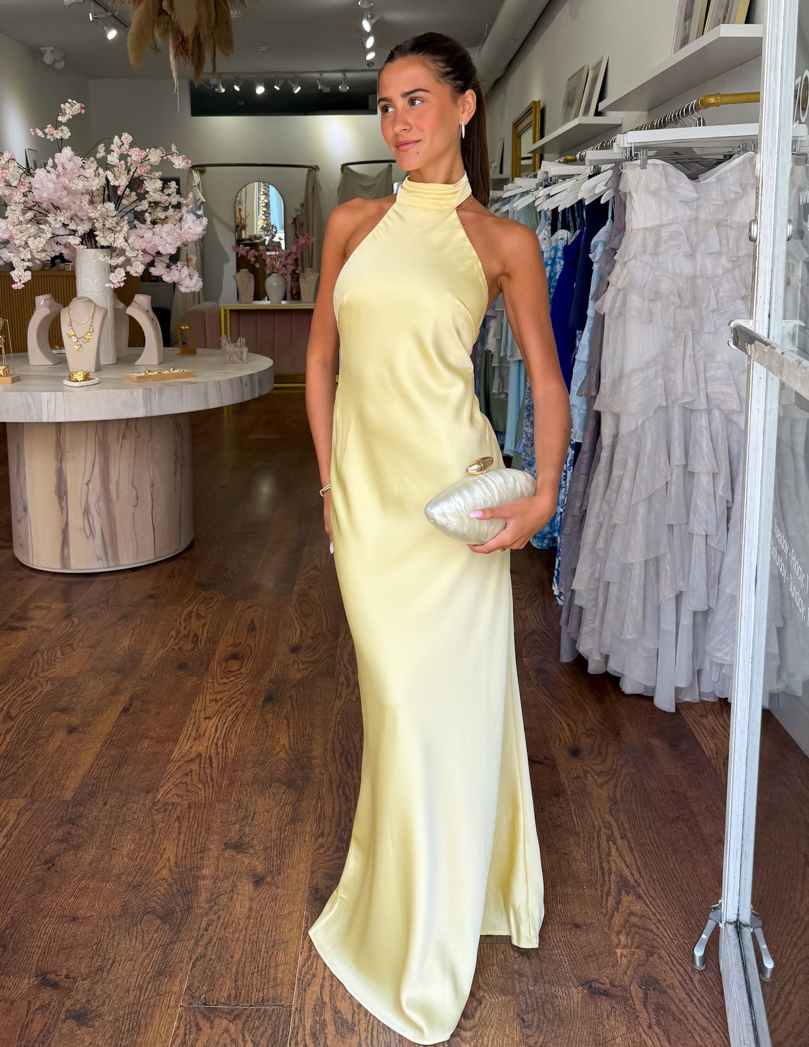 ZEYNEP | Chic Satin Halter Maxi Dress