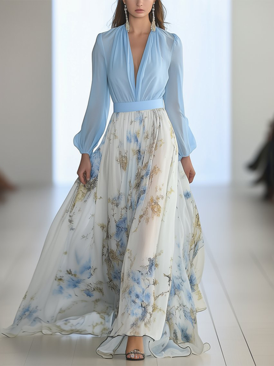 ELIANA | Women’s Floral Chiffon Maxi Dress