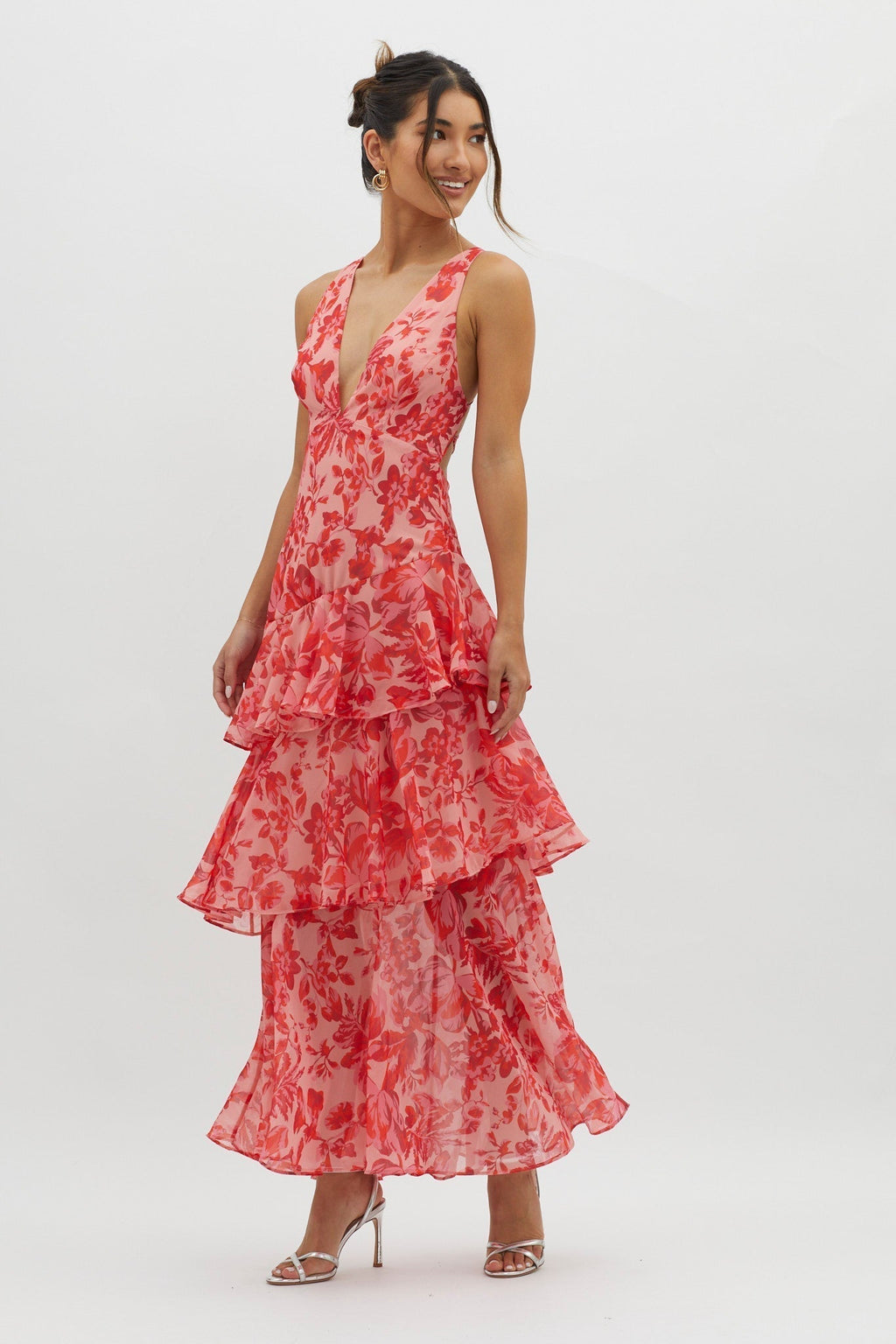 Floral Ruffle Maxi Dress by LISA