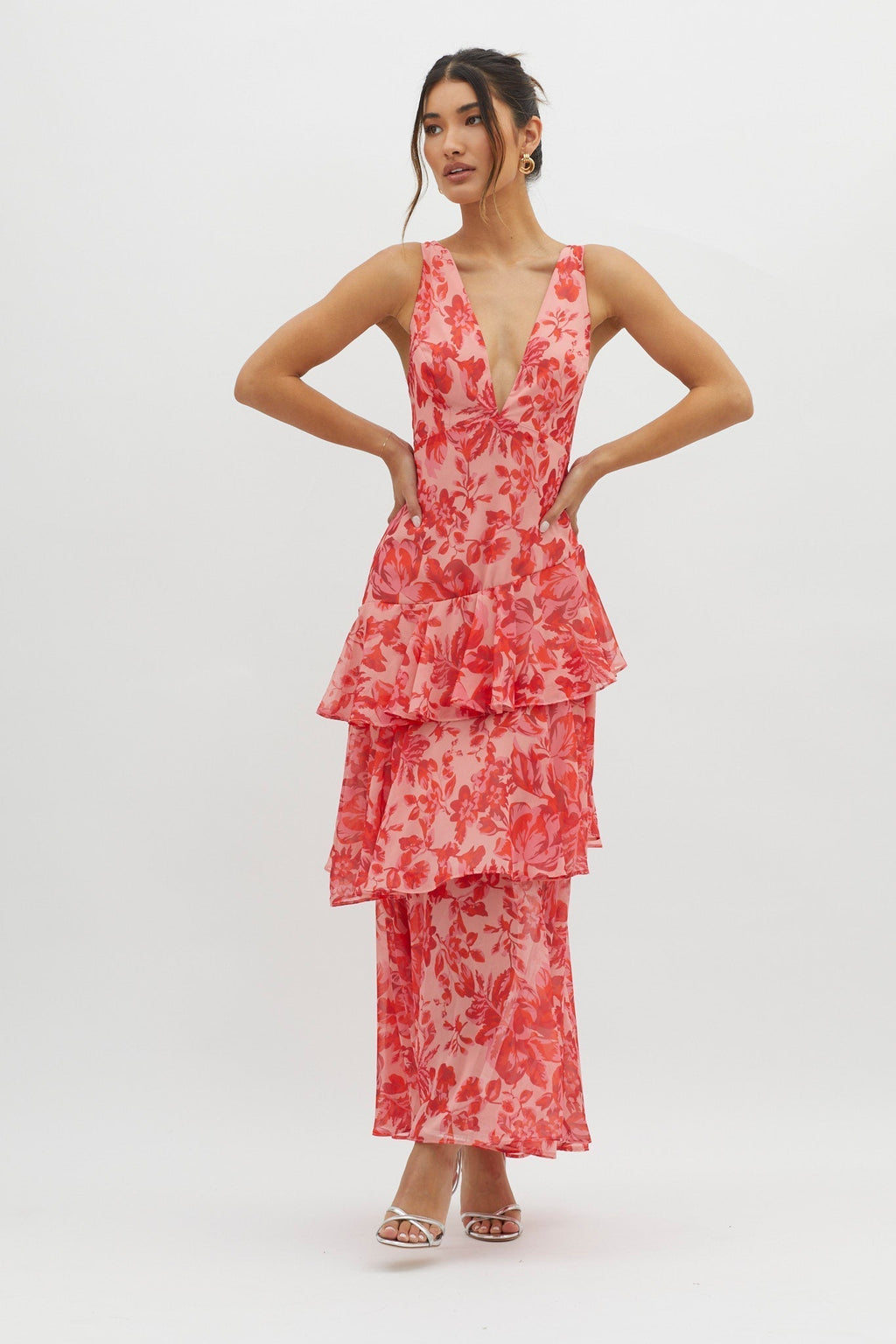 Floral Ruffle Maxi Dress by LISA
