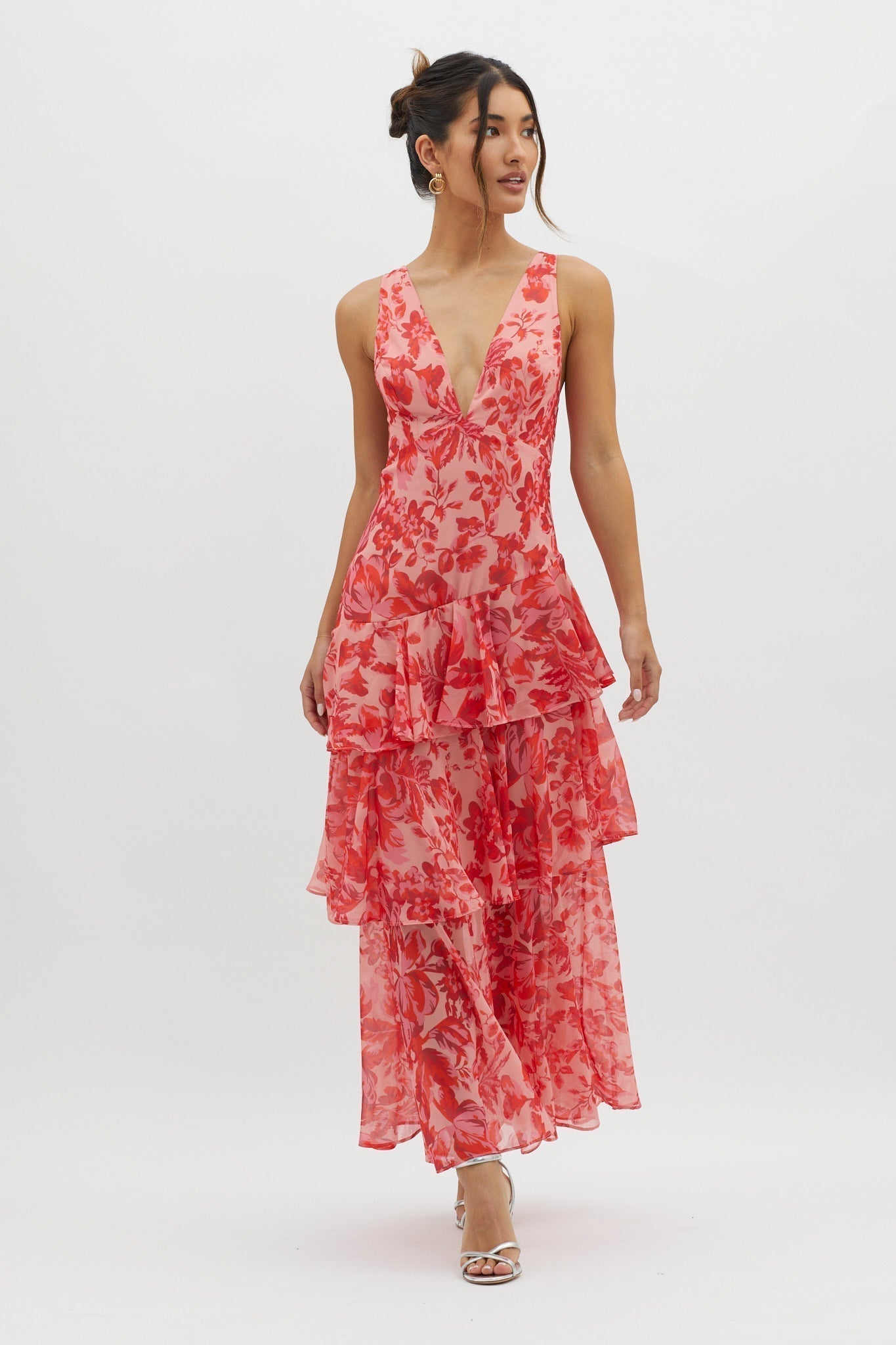 Floral Ruffle Maxi Dress by LISA