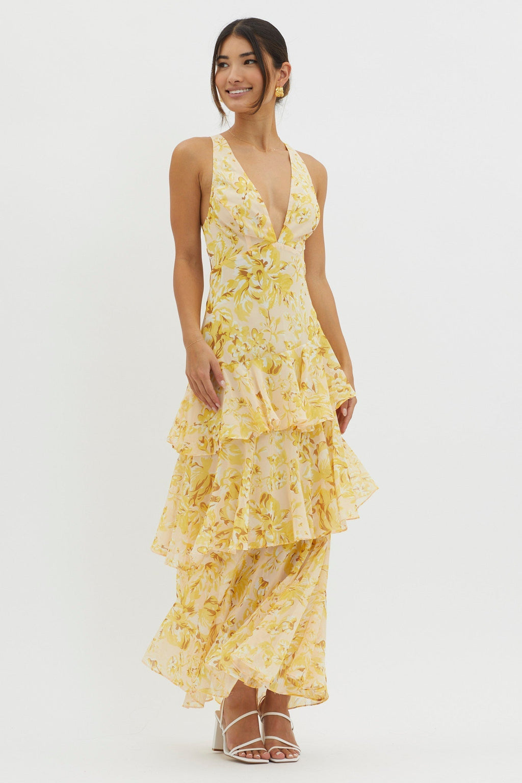 Floral Ruffle Maxi Dress by LISA