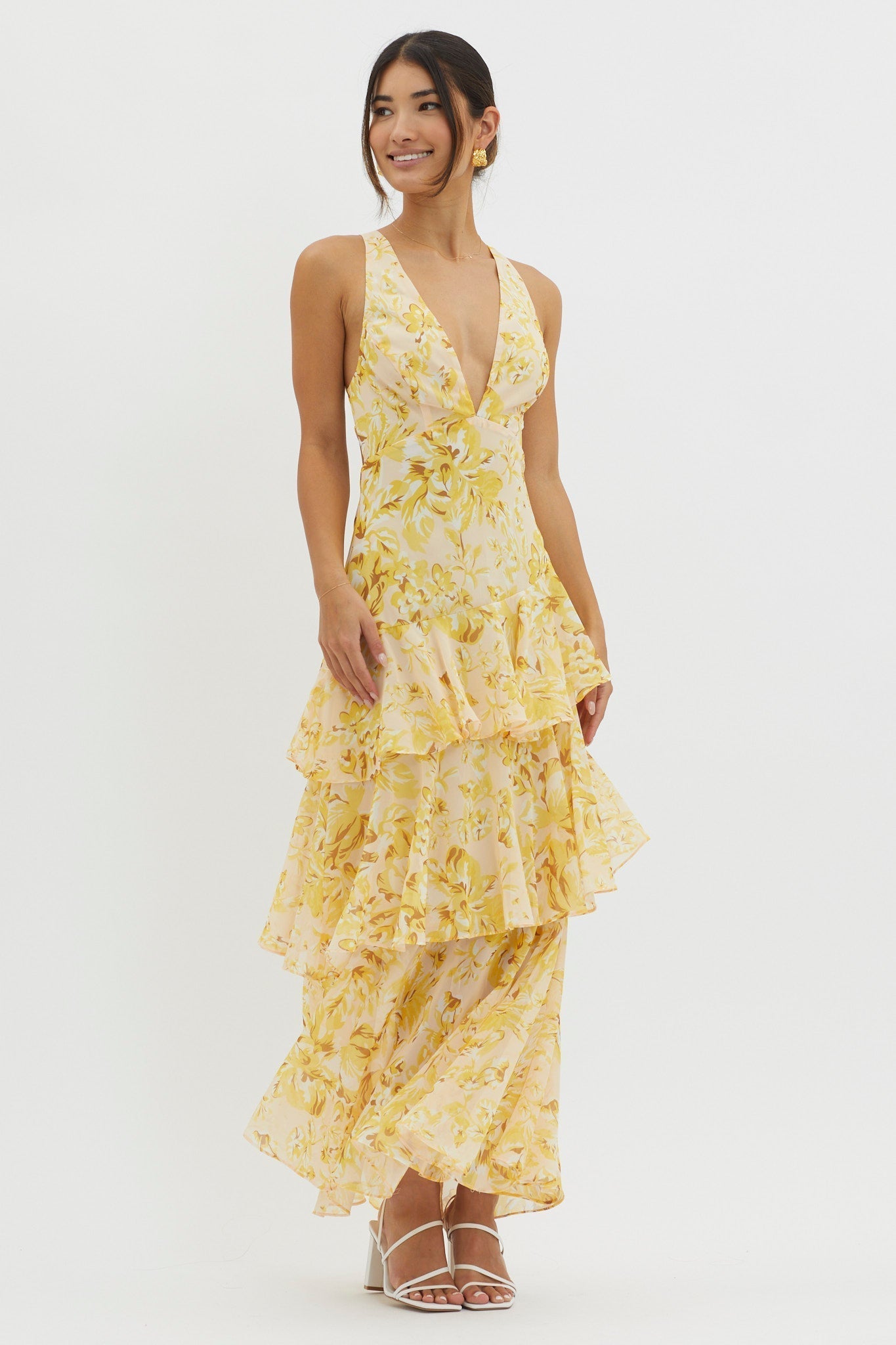 Floral Ruffle Maxi Dress by LISA