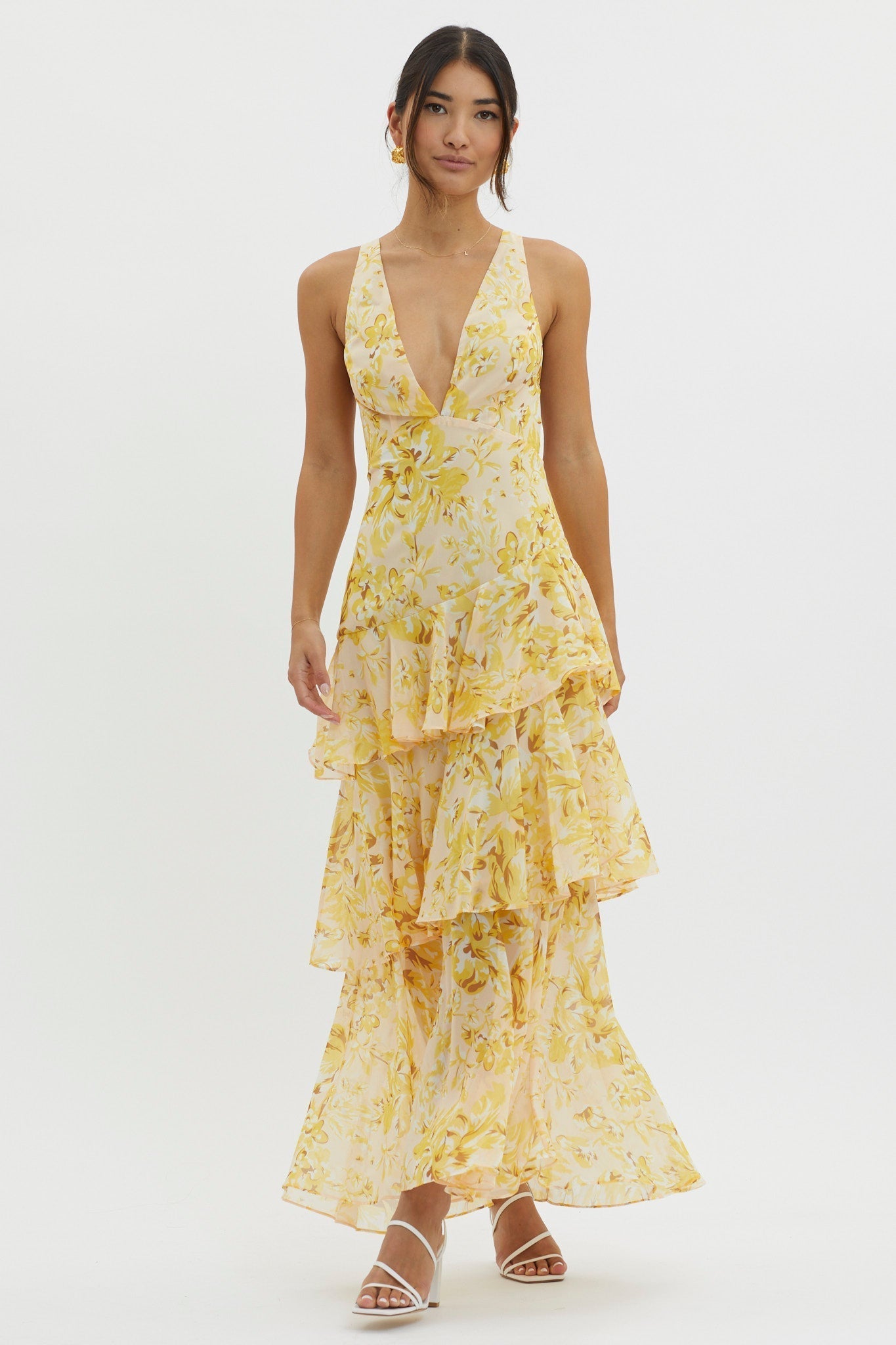 Floral Ruffle Maxi Dress by LISA