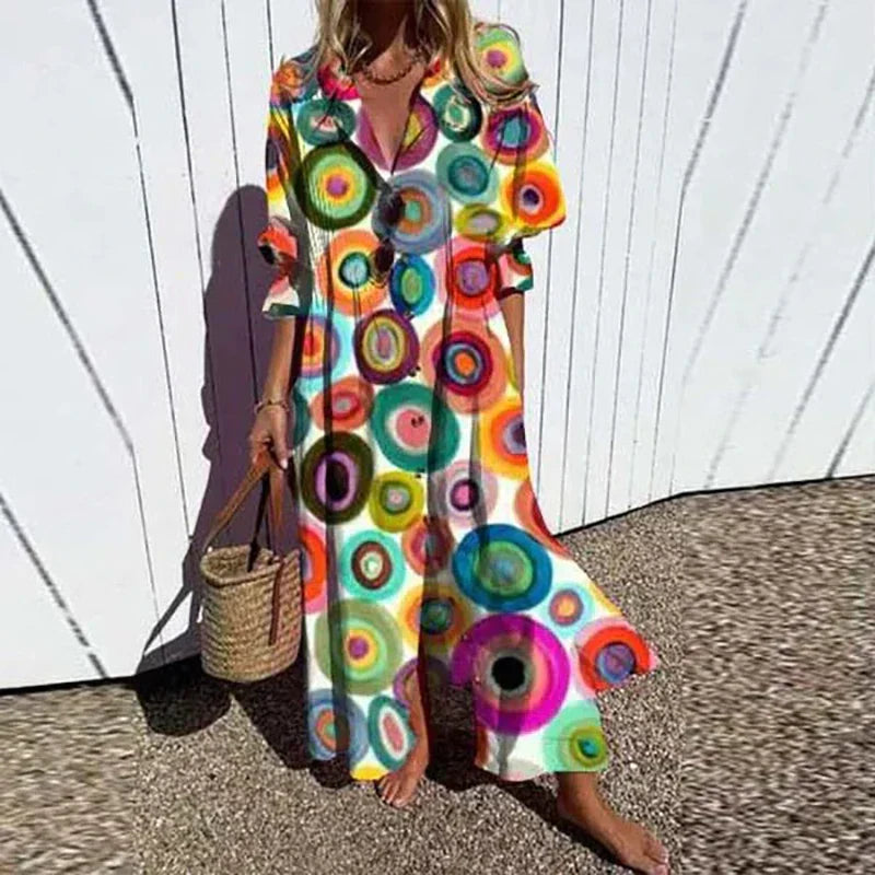 VALENTINA | Colourful Button Front Maxi Dress