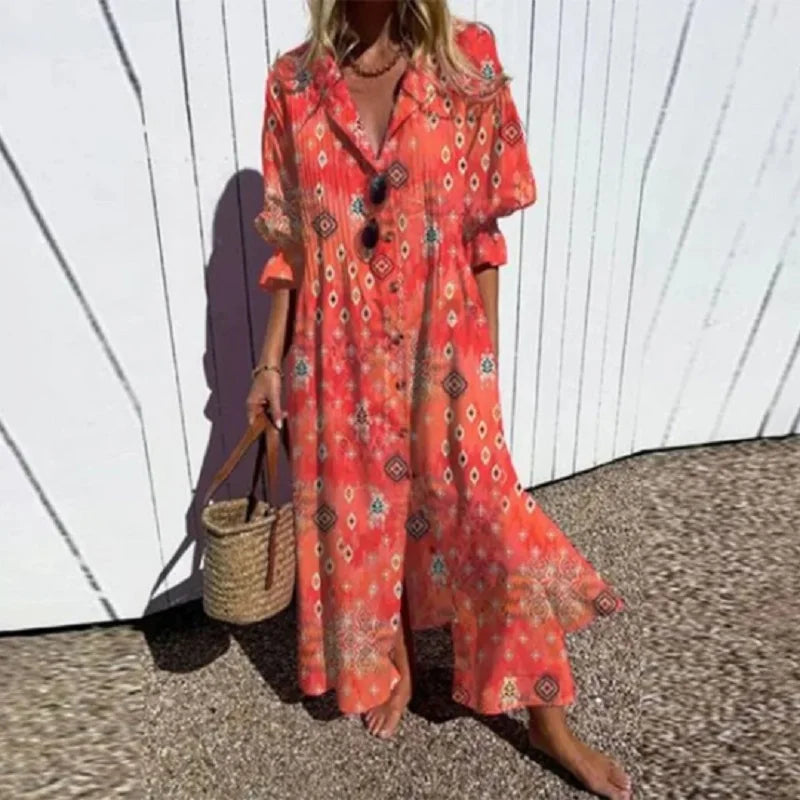 VALENTINA | Colourful Button Front Maxi Dress