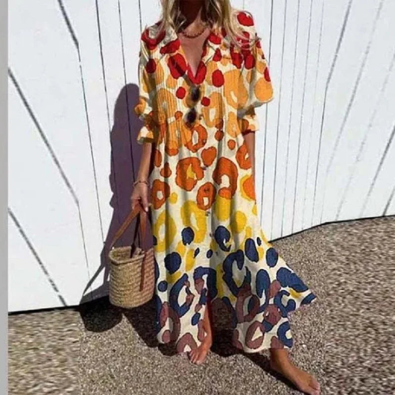 VALENTINA | Colourful Button Front Maxi Dress