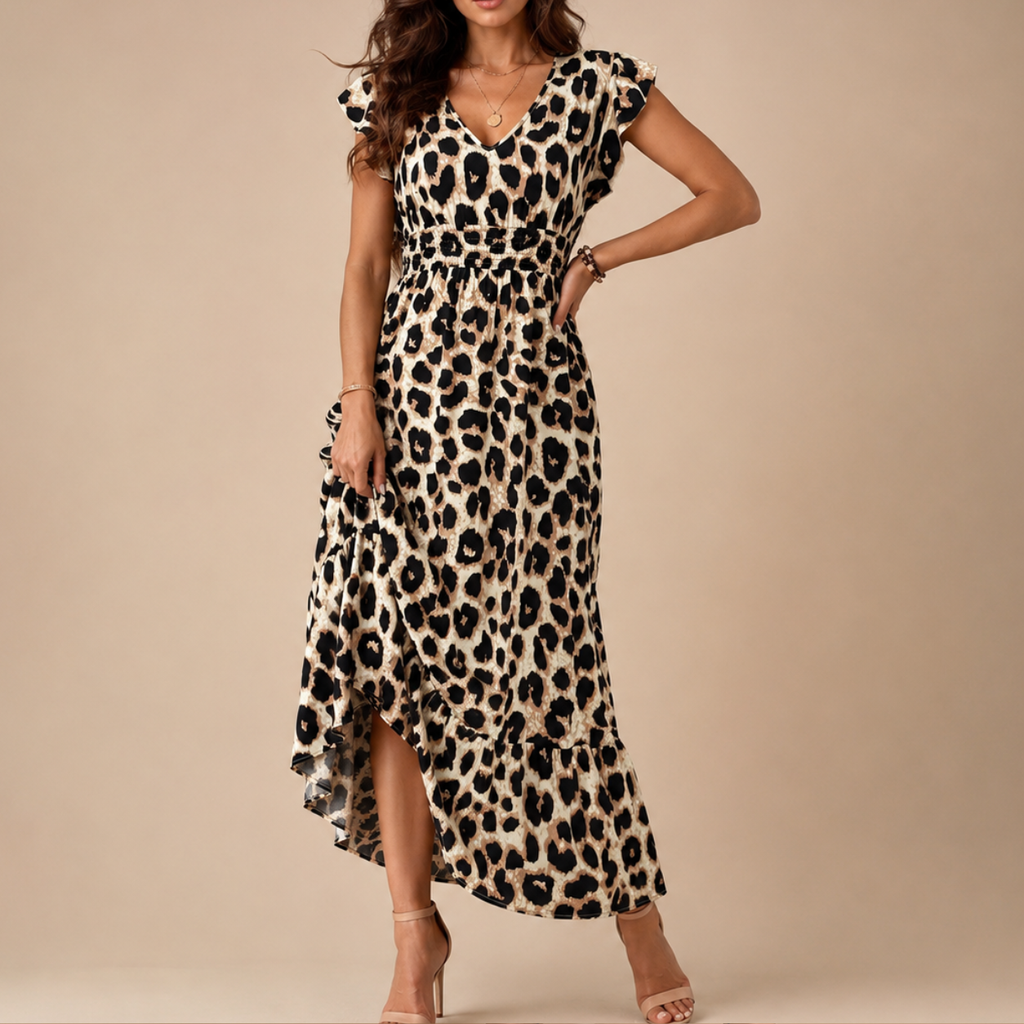 CHELSEA | Baroque V-Neck Maxi Dress