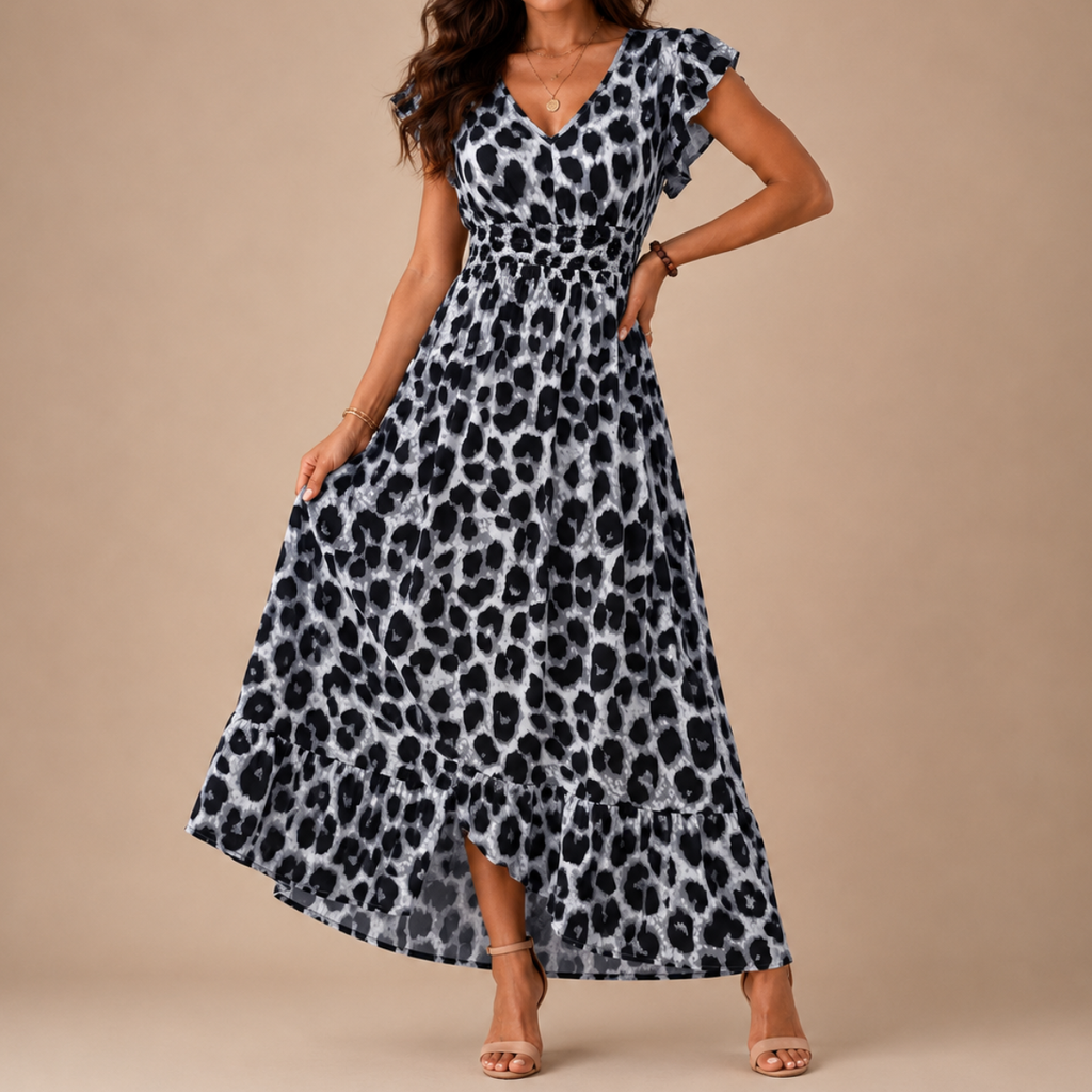 CHELSEA | Baroque V-Neck Maxi Dress