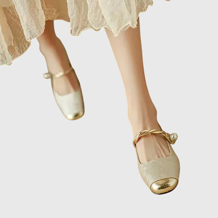 AMELIA | Textured Block Heel Ballet Shoes